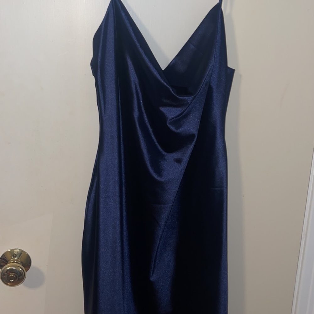 Satin blue dress